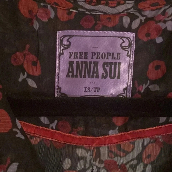 Free People x Anna Sui Cassiel Printed Jumpsuit Black Combo XS - Picture 7 of 7